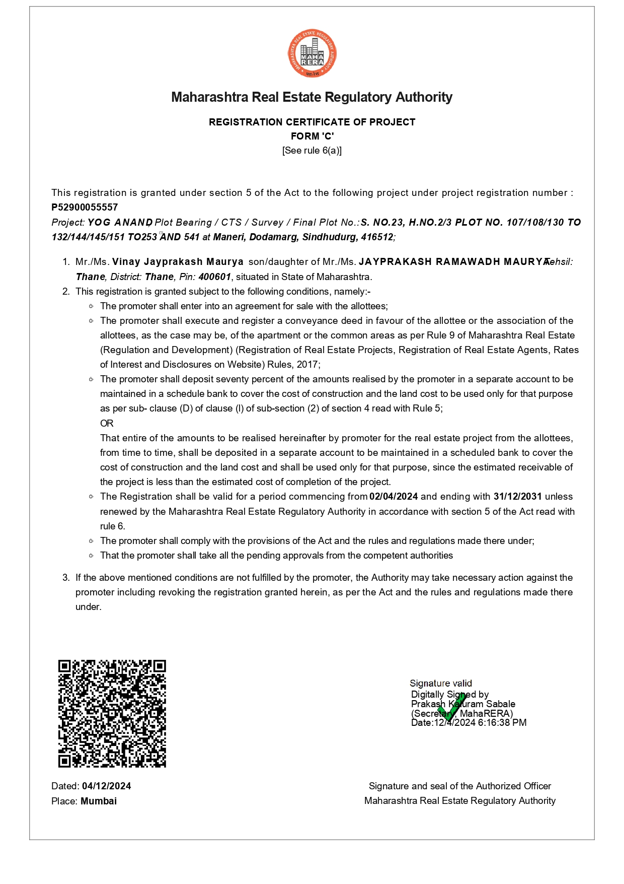 RERA Certificate yog-anand_page-0001